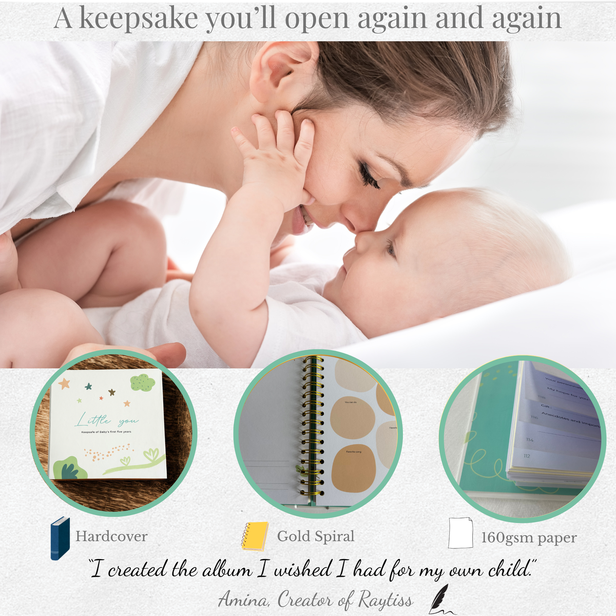 Little You .For Busy Moms (5 Min A Week Baby Memory Book, 120 Pages,  Pregnancy to Age 5, Magnetic Box, Letter to Open at 21)